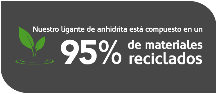 ligante compuesto en un 95% de materiales reciclados